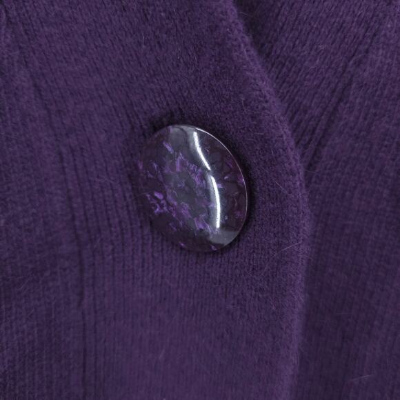 Sarah Spencer Lambswool Angora Quiet Lux Purple Mock Neck Flared Sleeve Cardi L - Picture 5 of 14
